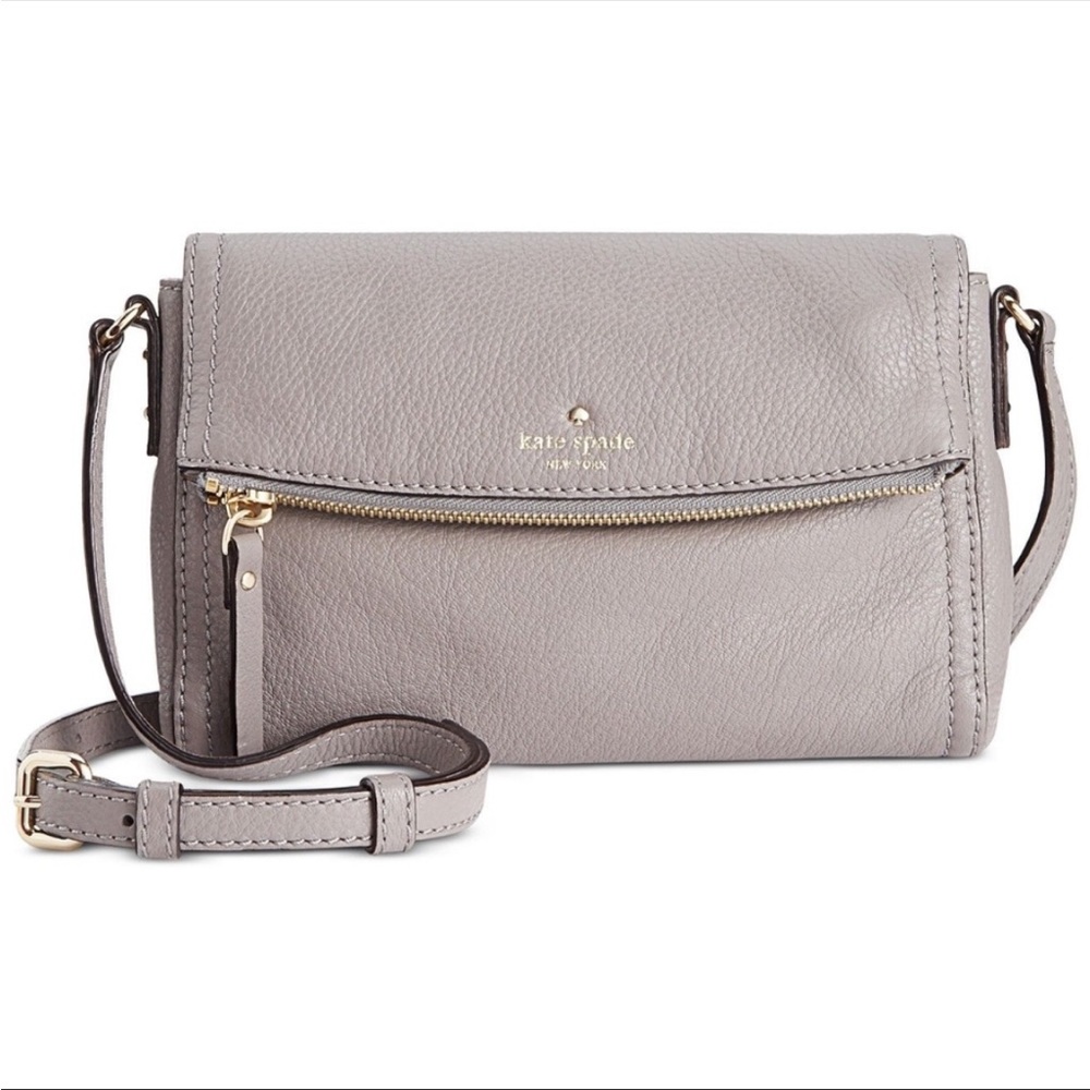 Kate spade fold over leather bag -lavender gray